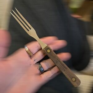 LamsonSharp Pro Granny Fork Stainless Steel Walnut Wood Handle Kitchen Tool USA